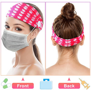 Diadema elástica anudada con diseño personalizado y botones para mujeres, enfermeras y doctoras - Product Image 2