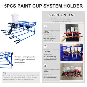 <span class=keywords><strong>Support</strong></span> <span class=keywords><strong>de</strong></span> pistolet à peinture magnétique 0819, <span class=keywords><strong>support</strong></span> <span class=keywords><strong>de</strong></span> pistolet à peinture pour maintenir 5 pistolets à peinture, système <span class=keywords><strong>de</strong></span> gobelets à peinture - Product Image 4