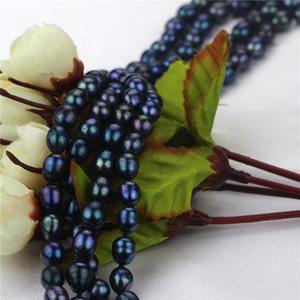 7mm un collier de perles noires de riz <span class=keywords><strong>100</strong></span> ''pouces de long collier de perles naturelles d'eau douce bijoux - Product Image 3