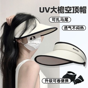 Melonican Gorra con visera UV, parte superior hueca, transpirable, plegable, protección solar, ala ancha para mujer, uso al aire libre - Product Image 1