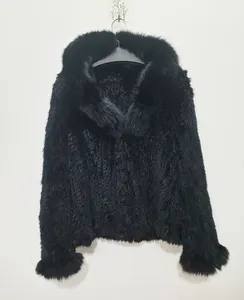 YR1223 cina fabbrica cappotto di pelliccia lavorato a mano con giacca di pelliccia con cappuccio