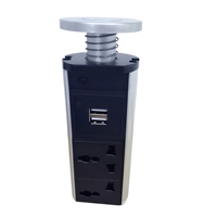 Prise de cuisine rétractable standard européenne, encastrable pour table, armoire ou îlot, avec multiprise USB intégrée