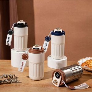 Vacuum Insulated Stainless Steel Tumbler Temperature Display 450ml Eco-Friendly <b>Thermos</b> Cup Custom Logo Lid Boiling Water - Product Image 1