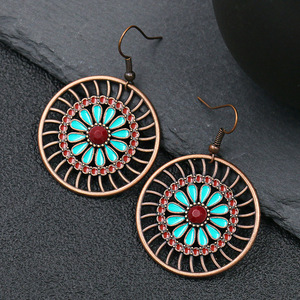 Geometric <b>Drop</b> Earrings Alloy Antique <b>Bronze</b> Plated Bohemia Style Women's Fashion Dangle Earrings - Product Image 2