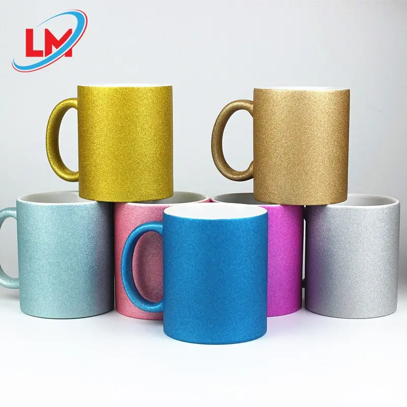 Mug sublimasi pegangan grosir Mug kopi polos keramik 11 oz cangkir Pink sublimasi barang promosi Mug warna