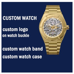 Reloj Mecánico de Lujo de Edición Limitada en Latón con Logotipo Personalizado, Correa de Oro Amarillo, Automático Japonés, Acero Inoxidable, Resistente al Agua - Product Image 3