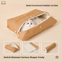 Lit pour chat pliable multifonctionnel et mignon, doublure en sherpa, toile en papier Dupont, nid avec bouton, carton