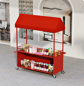 Carritos Móviles de Venta Ambulante, Carrito Comercial Utilitario con Puestos de Exhibición para Mercado Nocturno, Estantes para Puestos de Flores, Carritos Móviles de Promoción - Product Image 3