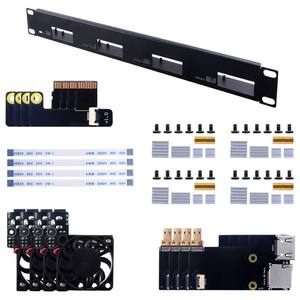 Waveshare 1u Rack Kit Voor Raspberry <span class=keywords><strong>Pi</strong></span> 4 19Inch Rackmount Tot 4 Eenheden - Product Image 2
