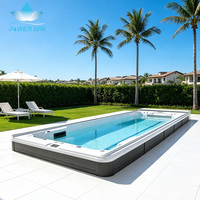 Piscine de nage à contre-courant de luxe pour résidences, avec surface antidérapante et structure durable, pour installation extérieure dans les jardins.