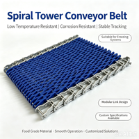 Bande transporteuse spirale modulaire en maille latérale flexible en plastique POM pour tour de refroidissement de boulangerie, refroidisseur spirale pour pain de mie et gâteaux