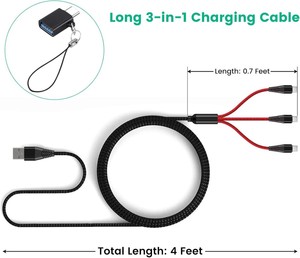 Cargador PD de 30 W, Cable de Carga 3 en 1 para Dron <span class=keywords><strong>DJI</strong></span> FPV, <span class=keywords><strong>Control</strong></span> Remoto, Controlador de Movimiento, Batería Tipo USB-C, Cargador de Dron de 30 W - Product Image 4