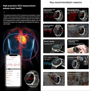 Ban nhạc da không dây Charing Smartwatch chính xác ECG nhịp tim máu Oxy nhiệt kế theo dõi sức khỏe đồng hồ thông minh - Product Image 6