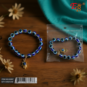 Set di Bracciali con Perline Eb Bohemia, Placcati in Oro con Charm Occhio del Diavolo, Gioielli Unisex alla Moda, Regalo 83897 - Product Image 2