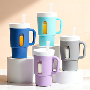 Tasse d'apprentissage en silicone pour bébé, <span class=keywords><strong>avec</strong></span> couvercle et <span class=keywords><strong>paille</strong></span> en silicone, pour bébés de 0 à 12 mois - Product Image 1