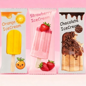 บรรจุภัณฑ์ไอศกรีมแบบพิมพ์ลายตามสั่ง เกรดอาหาร ถุงพลาสติกสำหรับอาหารแช่แข็ง ถุงอลูมิเนียมฟอยล์ปิดผนึกด้านหลังสำหรับไอติมแท่ง รับผลิตแบบ OEM - Product Image 1