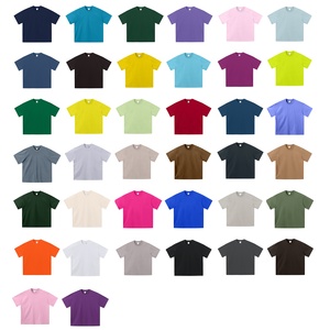 Camiseta de hombre de hilo doble colorido, estilo americano, de peso pesado, unisex, con hombros caídos, cuello básico pequeño, corte holgado. - Product Image 6
