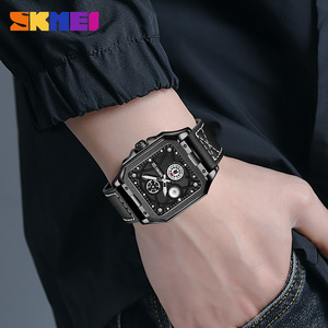 Skmei Square Men's Watch Analog Quartz Black Leather Strap Waterproof Luminous Business Fashion Wristwatch - Product Image 2