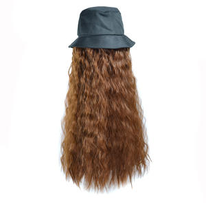 หมวก<span class=keywords><strong>ยาว</strong></span>24นิ้วพร้อมวิก<span class=keywords><strong>ผม</strong></span>สีดำทนความร้อนหมวกหมวกเบสบอลวิกผม - Product Image 4