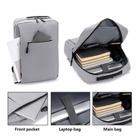 Sac à dos pour ordinateur portable, sac à dos de voyage pour hommes d'affaires, sac à dos d'étudiant en polyester, sac à dos imperméable avec port USB, sac à dos design pour l'école