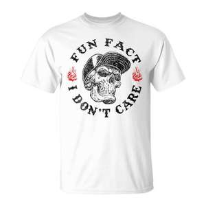 Fun Fact I Don't Care Skeleton T-shirt sarcastique unisexe pour adulte, taille S M L XL XXL - Product Image 1