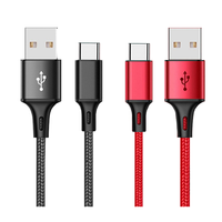 Alta calidad 0,25 M Nylon trenzado tipo C USB 2,0 Cable PVC 2.4A Cargador rápido para Samsung Compatible con ordenador de Material de cobre puro