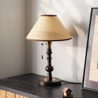Lampe de bureau en bois d'intérieur avec interrupteur à fermeture éclair, abat-jour en papier, ampoule E27 pour hôtel, chambre, hall d'entrée, nouveau style, lampe de table