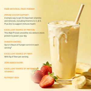 Poudre de protéines végétaliennes saveur fraise banane, marque distributeur, substitut de repas, shake cétogène, faible en glucides, riche en protéines, shake aux fruits - Product Image 5