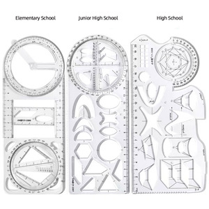 Règle de dessin géométrique multifonctionnelle en plastique Y722, gabarit de dessin et outil de mesure pour les élèves du primaire et du collège - Product Image 3