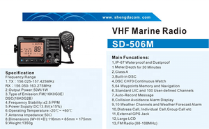 Radio VHF marine étanche et anti-poussière IP-67, radio VHF marine fixe - Product Image 5