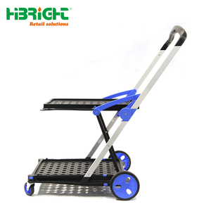 Two-tier Folding Shopping <b>Trolley</b> Multi-functional Clever Cart with Removable Basket and Silent Swivel Wheels - Product Image 3