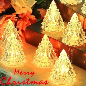 <b>LED</b> Christmas Crystal <b>Night</b> <b>Light</b> Christmas Tree Lantern Iceberg Warm WhiteTable Lamp Button Battery Home Party Xmas Decoration - Product Image 4