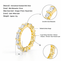 Bague d'éternité personnalisée en argent sterling 925 avec moissanite, taille octogonale et ronde, vente en gros, bijoux fins, fabricant d'usine