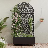 Bac à légumes surélevé en métal avec treillis et roues, 72"x35"x16", jardinière arquée pour plantes grimpantes, légumes et vigne