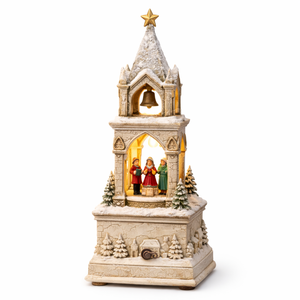 WeiVista Boîte à musique lumineuse en résine, thème Chant <span class=keywords><strong>de</strong></span> Noël, sculpture d'église peinte à la main, fabricant, décoration <span class=keywords><strong>de</strong></span> table personnalisée - Product Image 2