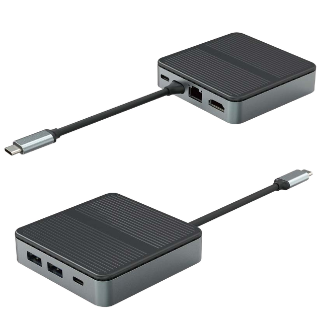 USB C Hub 6 in 1 Multiport Adapter 4K*30Hz for 1000Mbps Ethernet 100W PD Charging Aluminum Alloy in Stock for Laptop