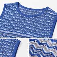 Robe maxi en tricot rayée bleu royal pour femmes, col rond, sans manches, coupe ajustée, OEM ODM