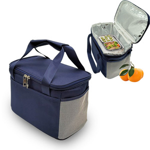 Insulated Lunch Bag 2000ml Dark Blue Portable Cooler With Mesh Pocket For Picnic And Daily Use - Product Image 5