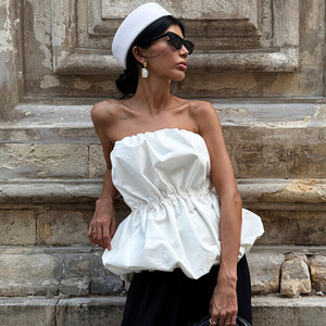 Top de Tubo Plisado Estilo Europeo y Americano, Chic, Sexy y Atrevido, Primavera/Verano 2026, Elegante para Oficina - Product Image 2
