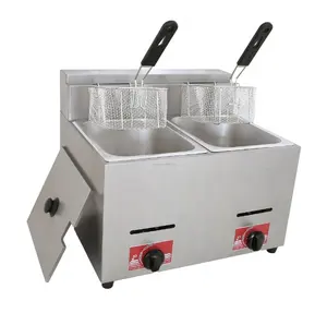 Double Tanks Commercial Stainless Steel Chicken Fryer Machine 2.5KW/3KW Electric 20L Deep Fryer Machine