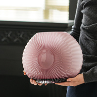 Nouveauté 2026 : Vase en verre artisanal rétro avec incrustation de coquillage violet, vase romantique soufflé à la main pour décoration intérieure