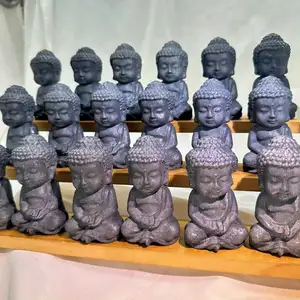 癒しのための高品質の天然クリスタルクラフトShungite Buddha Feng Shui装飾。