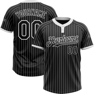 Maillot de baseball personnalisé à rayures unisexe pour adulte – Nom et numéro d'équipe personnalisables, évacuation de l'humidité, vêtements de softball sublimés - Product Image 1
