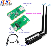 Adaptateur sans fil USB 3.0 Type-A vers M.2 B-Key avec 1 emplacement pour carte SIM, 2 antennes + étui de protection pour module modem 3G 4G LTE GSM WWAN