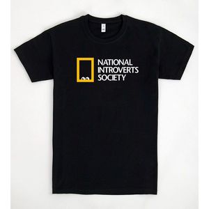 T-shirt della National Introverts Society, maglietta promozionale nera unisex - Product Image 1