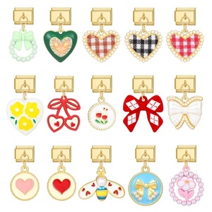Bracelet créatif personnalisé italien à fond doré, nœud papillon d'amour, chaîne dorée - Product Image 2