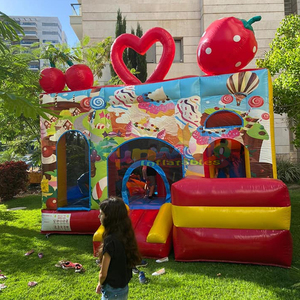 Castillo inflable comercial de calidad para niños, con diseño de jardín de flores, con tobogán y zona de brincos. - Product Image 4