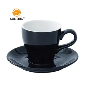 Ceramic Italian Color Glazed Coffee Latte Cup Set Mini Porcelain Tea Cappuccino Espresso Cups And Saucer