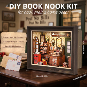 <strong>Post</strong> <strong>Office</strong> Studio Wooden DIY <strong>Toy</strong> Cabin Model House 3D Stereoscopic Puzzle Book Stand Handmade Assembled Building Blocks - Product Image 4