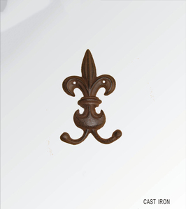 Ferme Métal artisanat Fonte Tulipe <span class=keywords><strong>Fleur</strong></span> <span class=keywords><strong>de</strong></span> lis Style Français Floral Mur Crochet Rustique Brun double crochets restauré Victorien - Product Image 3